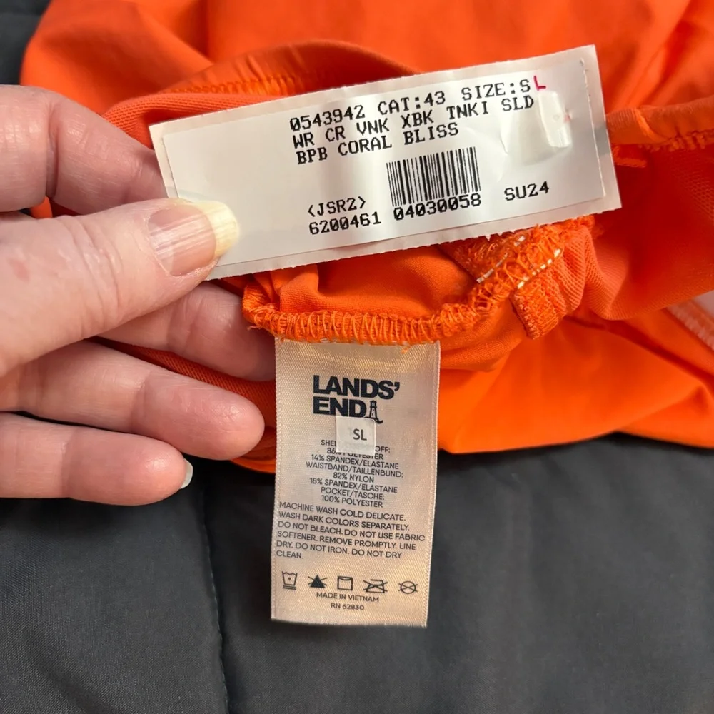 Lands' End V-Neck Plunge X Back Tankini Top - Size: Small Long - NWT